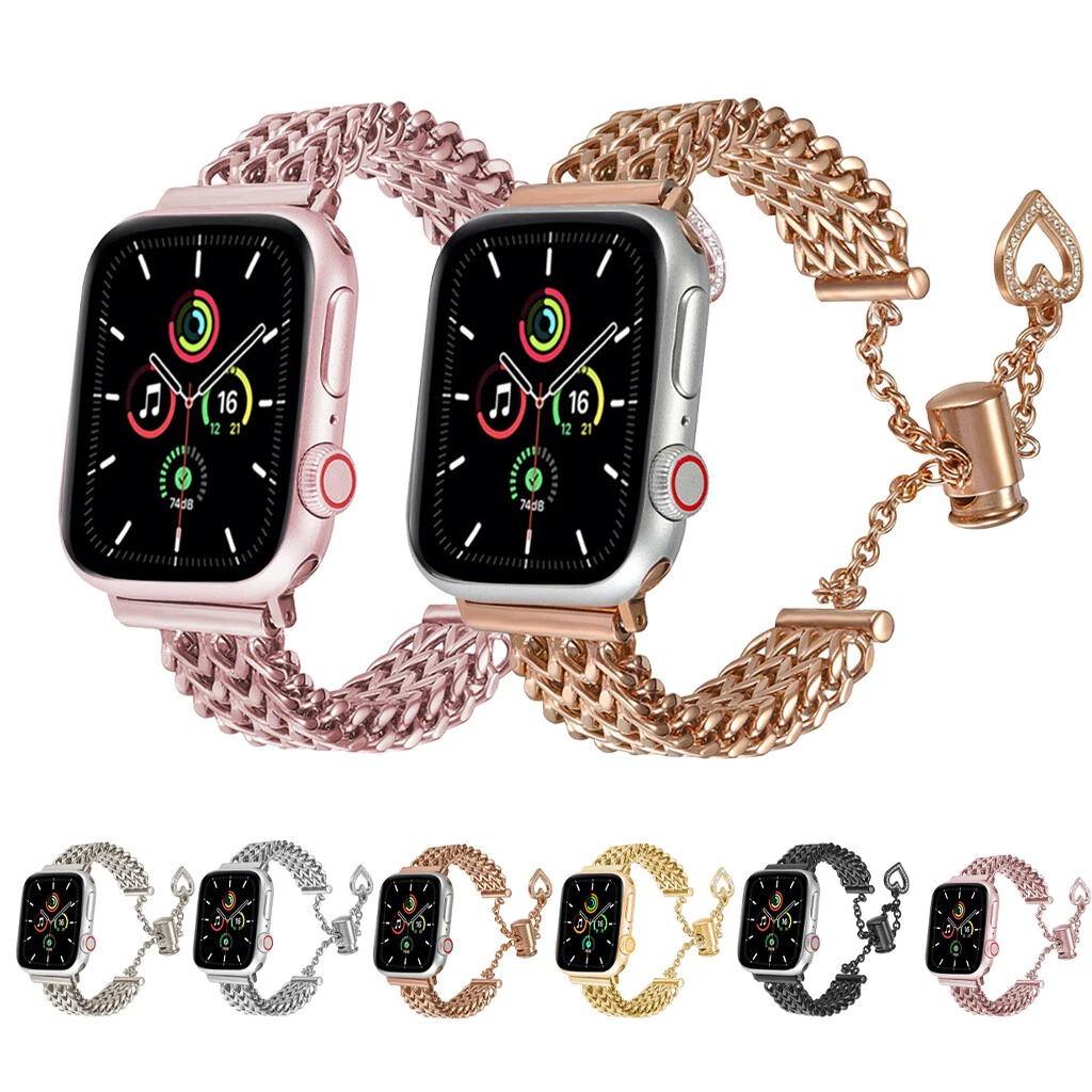 Hot Pink Apple Watch Band Genuine Leather Strap Bands, Apple Watch Bracelet,  Women Armband, Rose Gold Watch Band, Series 8/7/6/5/ Bracelets