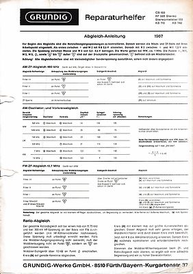 Service Manual für Grundig CS 155, RF 265 Stereo, Stereomeister