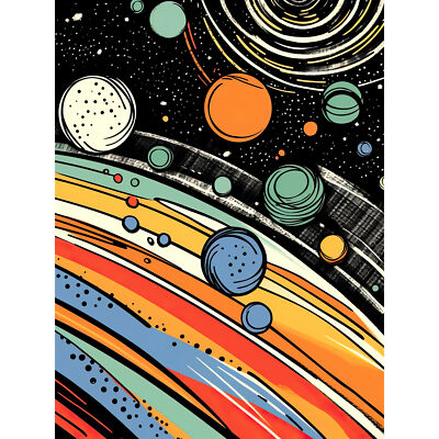 Weltraum Comic Buch Stil Farbe Milchstraße Planeten Monde Sonne riesiges Kunst Poster