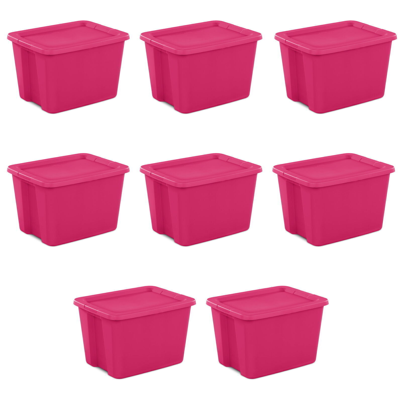 18 Gallon Stackable Plastic Storage Bins with Lids 8-Pack for Home or Dorm