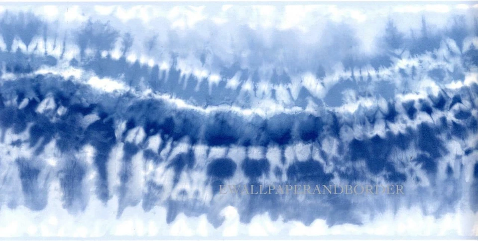 Borde de papel tapiz tie dye azul acuarela, prepegado, 15 pies x 8,5 pulgadas Foto 2 de 4