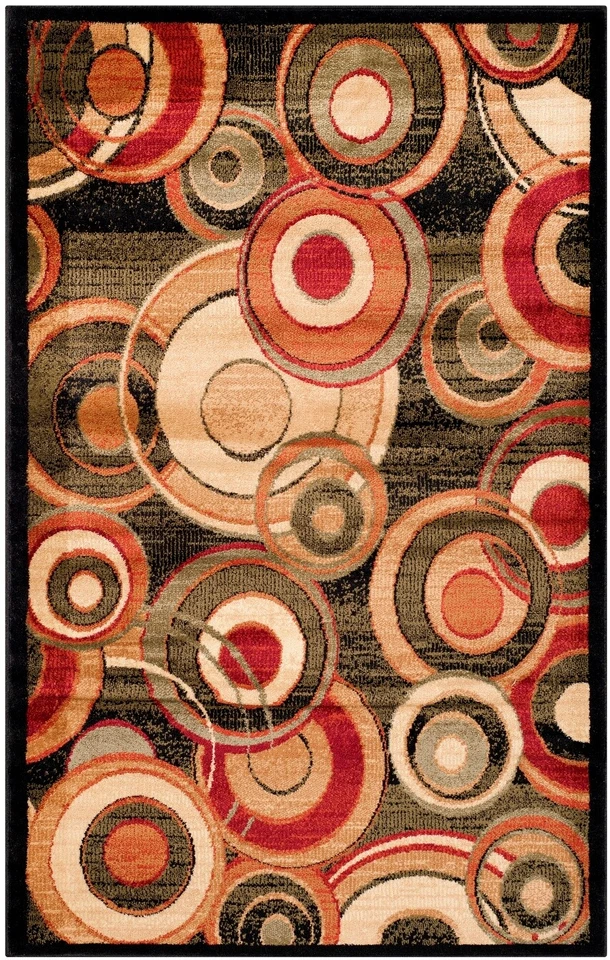 Alfombra Lyndhurst negra/multicírculo 4' x 6' Foto 2 de 4