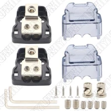 2 Sets Car Audio Splitter Amp Power 4 Gauge In  8 Gauge Out Distribution Block