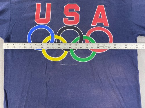 Vintage 90’s USA Olympic Rings Graphic T-Shirt Men’s XL Blue Official USOC READ - Picture 6 of 16