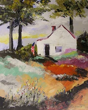 ORIGINAL Cottage  Landscape Painting Impressionism JMW John Williams art Acrylic