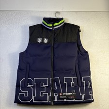 Off Season Unisex College Navy Seattle Seahawks Team Puffer Vest Size M-L New