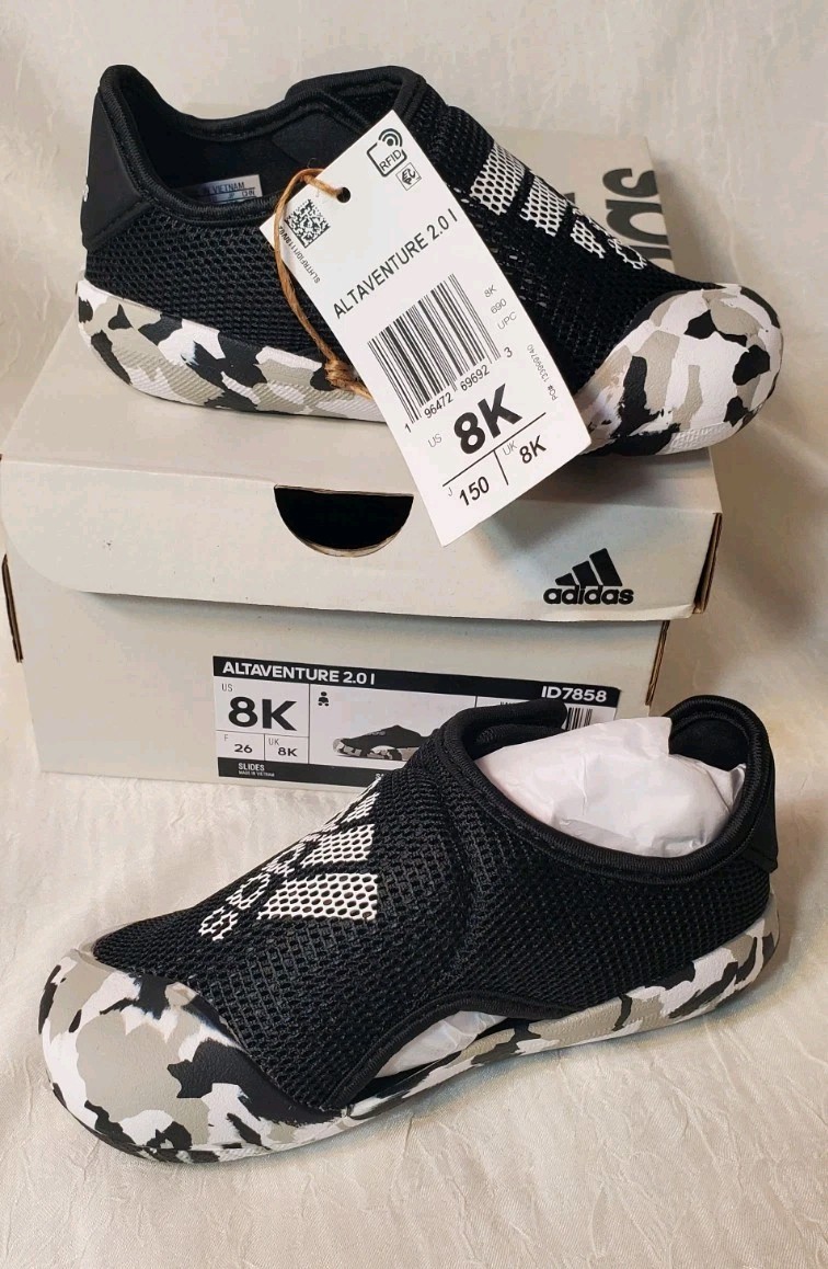 NEW Adidas 8K Boys Toddler Shoes Infant Black Mesh Altaventure 2.0 I Hook & Loop-image