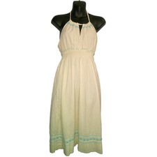 Old Navy Halter Neck Boho Chic Dress Women's Small Ivory with Embroidered Detail