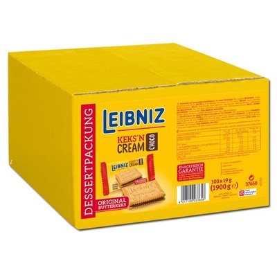 (16,68 /1kg) Bahlsen Leibniz Dessert-PK Keks'n Cream Choco, 100 Stück je 19g