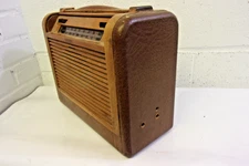 Philco 46-350 Tube Radio AM Roll Top Wooden Vintage 1940's Portable Works