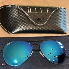 DIFF AVIATOR Blue MIRROR SUNGLASSES