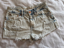 Bullhead Denim High Rise Jean Shorts Junior  s Sz 5  Distressed, Light Wash