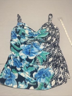 Women s Swim Tankini 18 W Support Floral Blue Beach Pool Party 1008