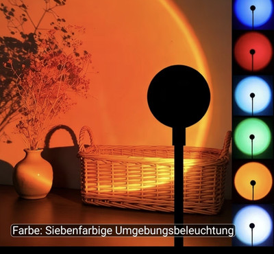 USB Sunset Light Projektorlampe 7 Farben RGB Ambientebeleuchtung 360° biegbar