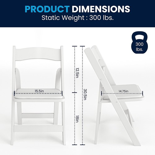 Flash Furniture Wood Folding Chair with Vinyl Padded Seat White XF2901WHITE - Picture 8 of 9