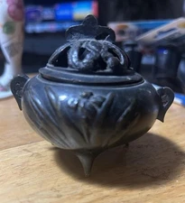 Japanese Lion Shishi Bronze Censer Incense Burner Vintage
