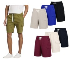 {3-Pack} Mens Cotton Cargo Shorts With Drawst...
