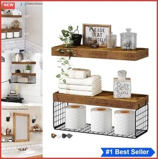 Bathroom Shelves Over Toilet Wall Mounted Floating 16 Inch Set of 2 Farmhouse