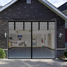 Fiberglass Garage Door Screen, Sunmoxia 9X7Ft Magnetic Heavy Duty Garage Door Cu