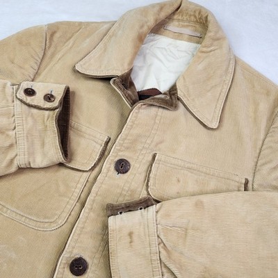 Vintage Cortefiel Mens Corduroy Barn Chore Khaki Tan Jacket Coat 38 Spain
