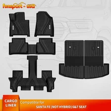 Floor Mats for 2024-2025 Hyundai Santa Fe Trunk Mat w/ Backrest Mat All-Weather