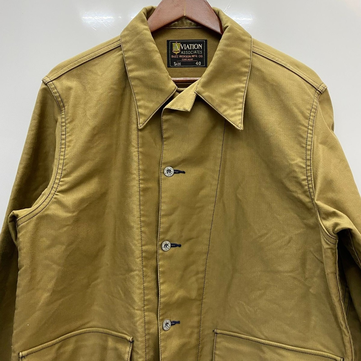 Buzz Rickson's Jungle Cloth Aviation Jacket 40 Khaki 100% Cotton