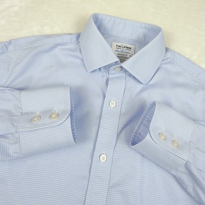 T.m. Lewin Oberhemd Herren 16 41 Blau Regular Fit Bügelfrei Langarm Knopf