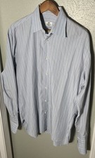 Borrelli Napoli Dress Shirt Blue Striped 100 Cotton 16 41 French Cuff ITALY