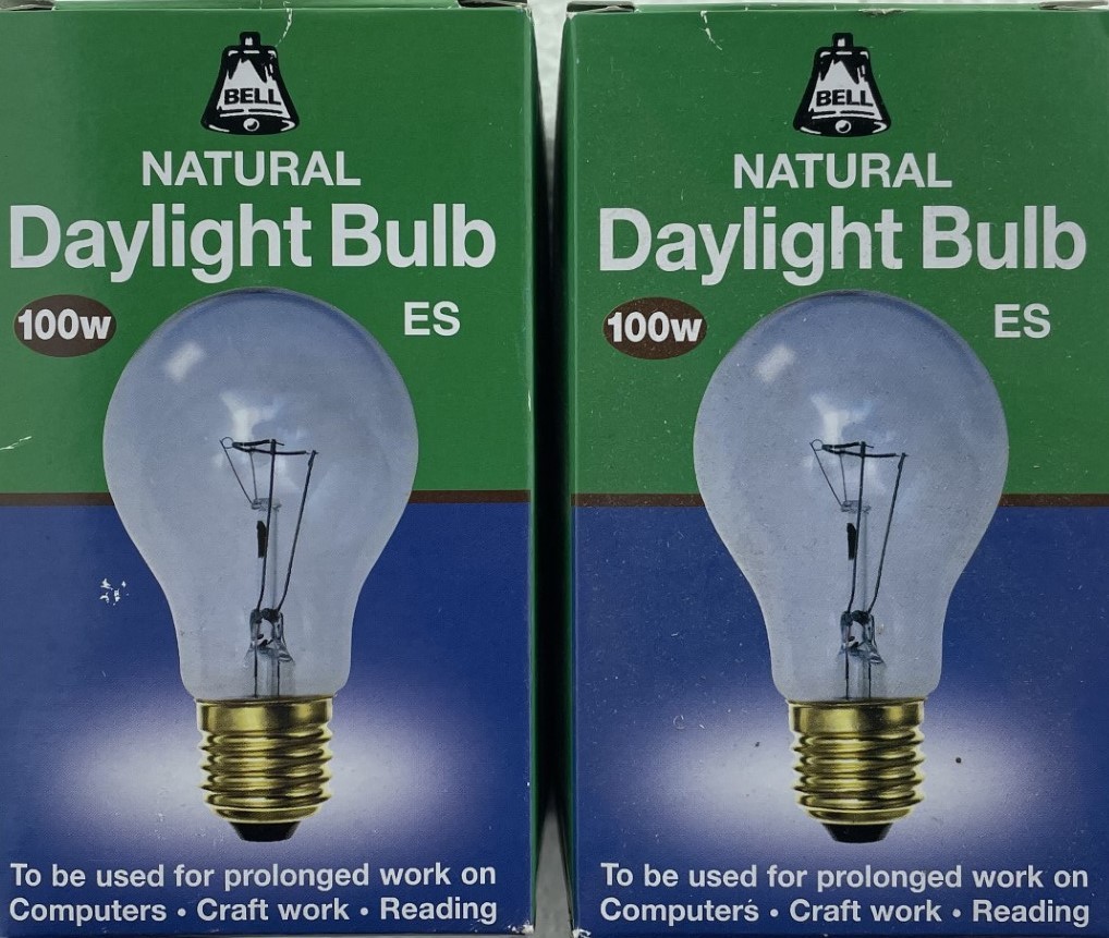 2x 100 Watt ES Daylight craft work reading light incandescent Bell AJ3