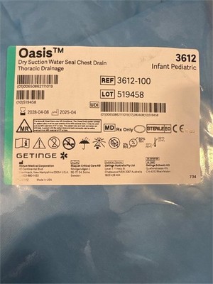 OASIS 3600 Single Collection EXP 04/28 Dry Suction Water Seal Chest Drain