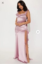 Fashion Nova Sabrina Satin Maxi Dress M Malva Slip Style Formal Elegant