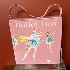 Mattel 1966 Vintage Ballet Box Pastel Pink Vinyl Plastic, Dancers Storage