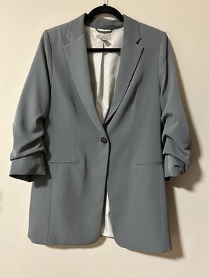H&M 3/4 Scrunched Sleeve Blazer Green M