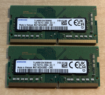 32GB Kit - Samsung 16GB 1Rx8 DDR4 3200 M471A2G43BB2-CWE SODIMM RAM