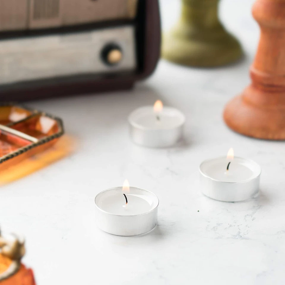 Tealight Candles - 4 Hours - Giant 100,200,300 Bulk Packs - White Unscented Euro - Image 4 of 4