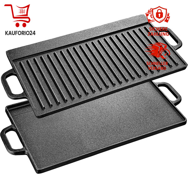 Gussplatte Doppelseitig Verwendbar Gusseisen Grillplatte 42 X 23Cm FüR BBQ-image