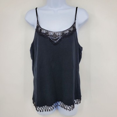 Sharon Young Black Crochet Women's Goth Vampire Dark Fairy Tank Top Large