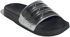 adidas Adilette Shower Slides - Unisex Black/Silver Metallic Sandals 10 US MEN