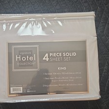 Signature Hotel Collection King Sheet Set 4pc Solid White 104x102in Bedroom