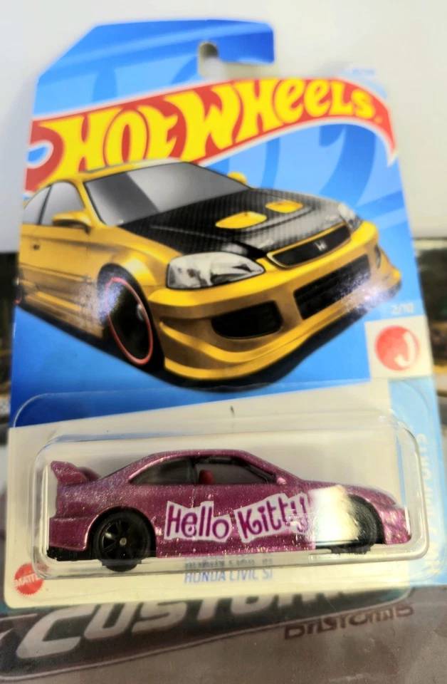 Hot Wheels Honda Civic ***Custom Hello Kitty W Spectraflame And Real Riders*** - Image 3 of 3