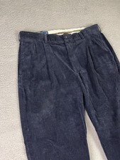 Vintage Polo Ralph Lauren Hammond Pants Mens 36x30 Navy Pleated Cuffed Corduroy