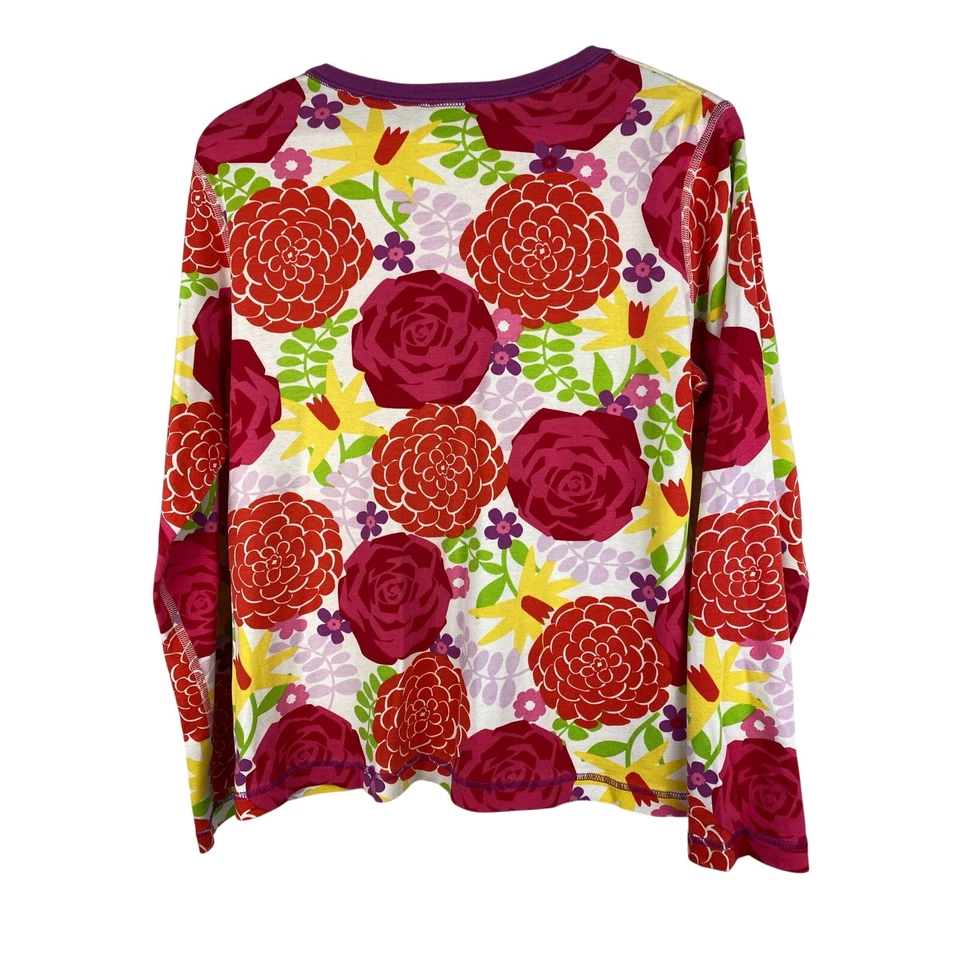 Hanna Andersson Women's M Red Pink Orange Floral 100% Organic Cotton Top - Image 3 of 4