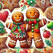 Gingerbread Christmas Diamond Art Kit Full Drill DIY Wall Art Decoration 5D