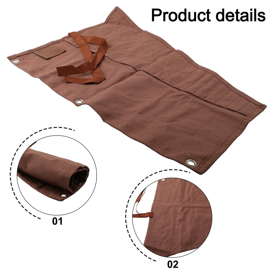Multipurpose Heavy Duty Canvas Tool Roll Bag with 16 Pockets for Easy Use - Image 3 of 4