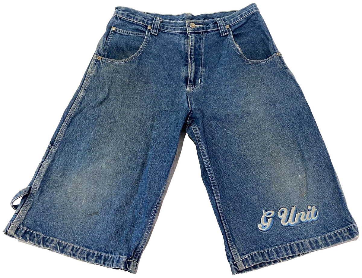 G Unit 50 CENT Y2K Baggy Denim Carpenter Shorts 34 Long Hip Hop