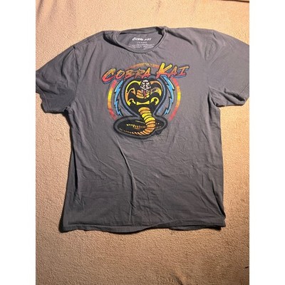 Cobra Kai Men LG Gray First Strike Karate Kid Sony Pic Crew Neck Tee Shirt