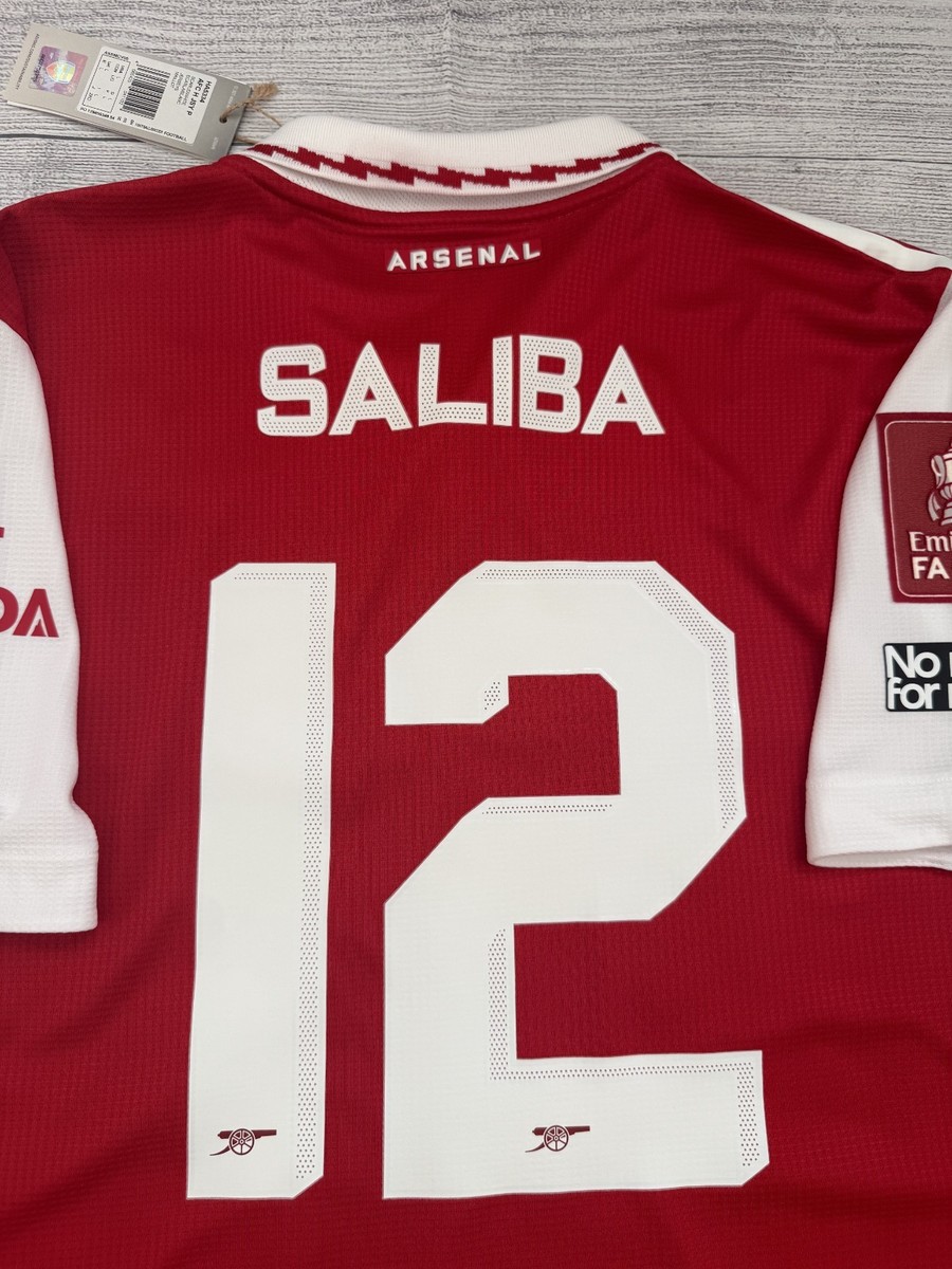 Arsenal 22/23 kitroom / match issue Home shirt - #12 Saliba | eBay