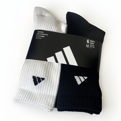 Adidas Climacool Crew Socks White/Black Arch Compression Cushioned Footbed Sz M