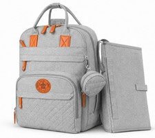 Wickelrucksack Baby Wickeltasche Gro&szlig; Wickelunterlage Kinderwagen Set Grau