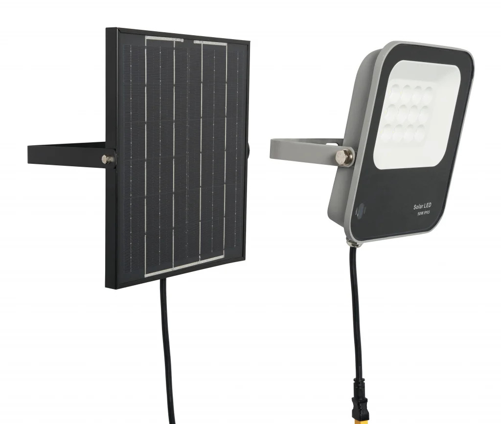 Outdoor Light Grey Denby LED Solar Floodlight IP65 50w Remote Control Zink